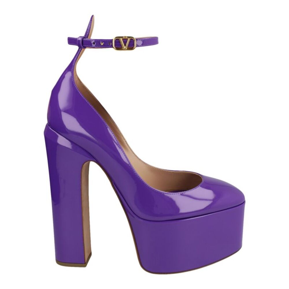 Valentino Tan-Go Platform Pumps Purple Womens
